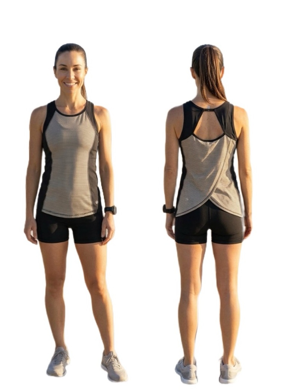 Lululemon Athletica Long Tank With Crossover Open Back Black And White Size 4